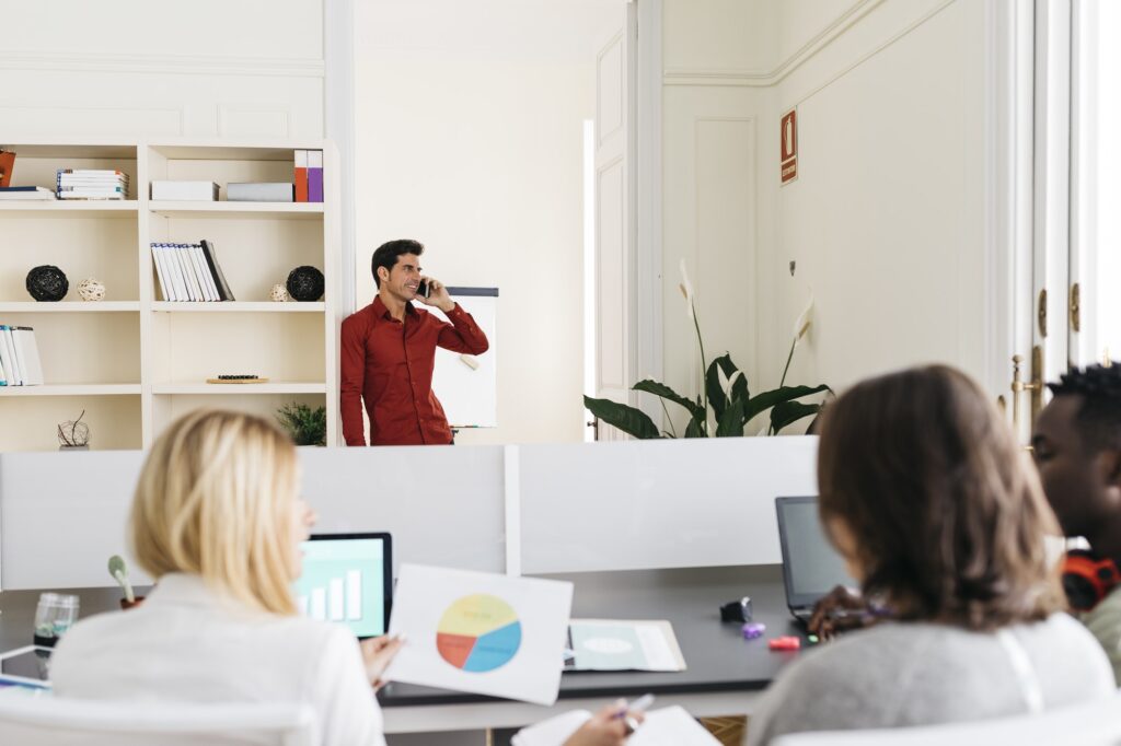 Young people working in start up company